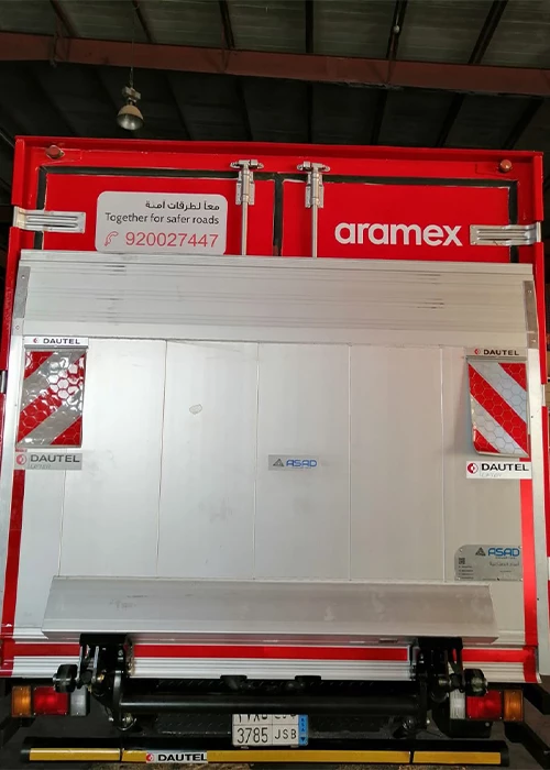 Tail lift on logistics truck - Asad Tech installation Saudi Arabia
